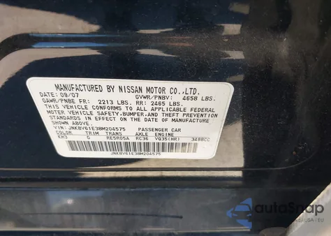 2008 Infiniti G35 Journey z USA, uszkodzony, nr VIN JNKBV61E38M204575